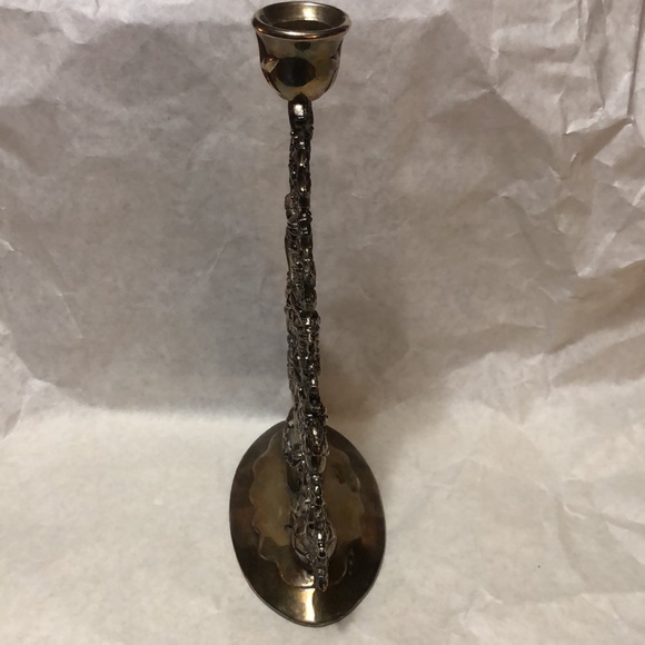 Vintage Silver Plate Christmas Tree Candle Holder Ornaments/Presents 10”x6.5” - Picture 4 of 10